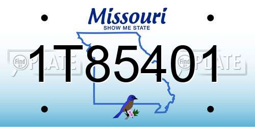 1T85401 Missouri License Plate