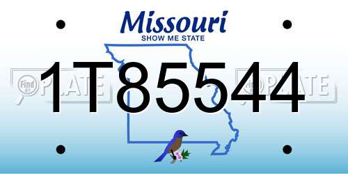 1T85544 Missouri License Plate