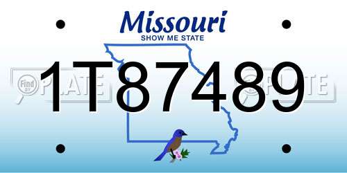 1T87489 Missouri License Plate