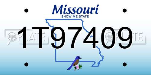 1T97409 Missouri License Plate
