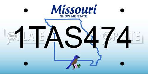 1TAS474 Missouri License Plate