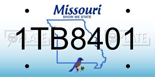 1TB8401 Missouri License Plate