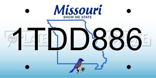 1TDD886 Missouri License Plate