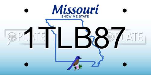 1TLB87 Missouri License Plate