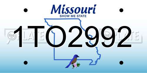 1TO2992 Missouri License Plate