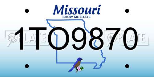 1TO9870 Missouri License Plate