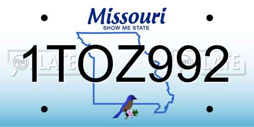 1TOZ992 Missouri License Plate