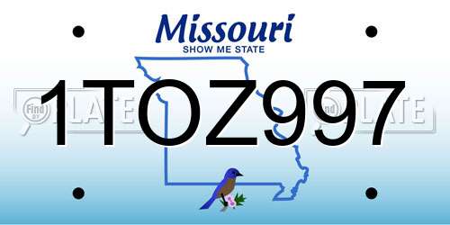 1TOZ997 Missouri License Plate