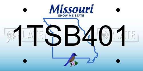 1TSB401 Missouri License Plate
