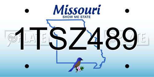 1TSZ489 Missouri License Plate