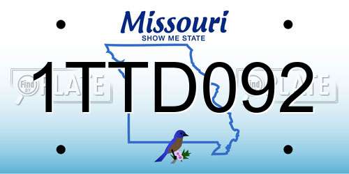1TTD092 Missouri License Plate