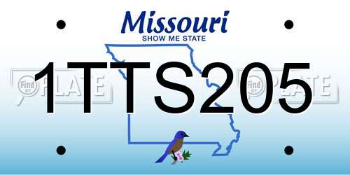 1TTS205 Missouri License Plate