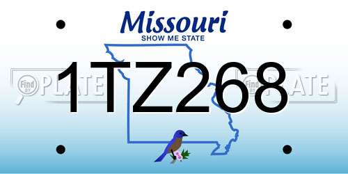 1TZ268 Missouri License Plate