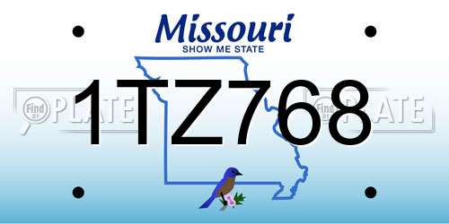 1TZ768 Missouri License Plate