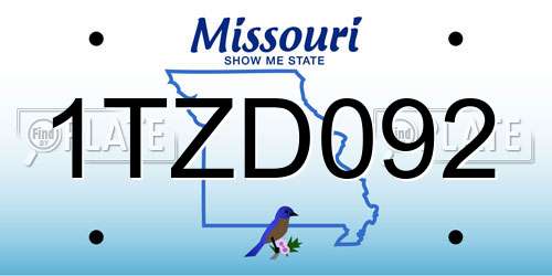 1TZD092 Missouri License Plate