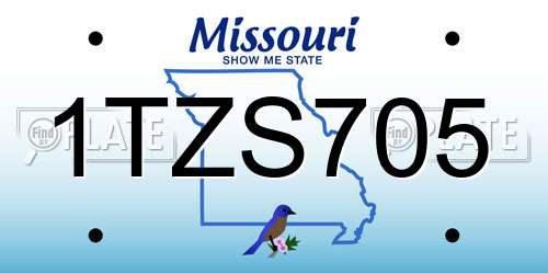 1TZS705 Missouri License Plate