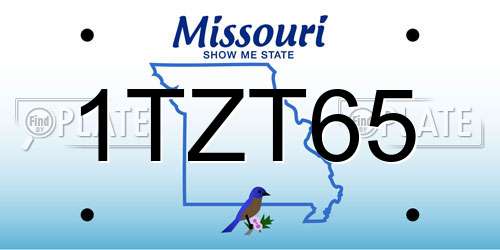1TZT65 Missouri License Plate