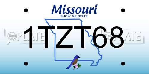 1TZT68 Missouri License Plate