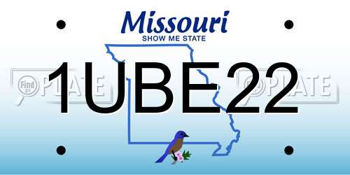 1UBE22 Missouri License Plate