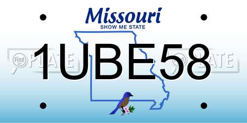 1UBE58 Missouri License Plate