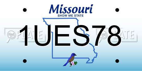 1UES78 Missouri License Plate