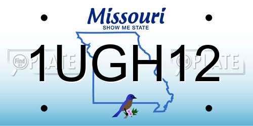 1UGH12 Missouri License Plate