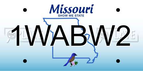 1WABW2 Missouri License Plate