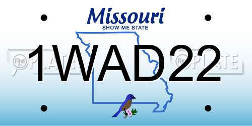 1WAD22 Missouri License Plate