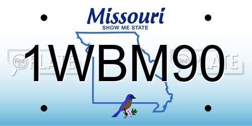 1WBM90 Missouri License Plate