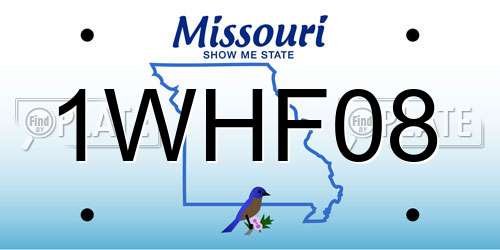 1WHF08 Missouri License Plate