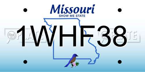 1WHF38 Missouri License Plate
