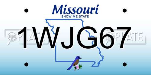 1WJG67 Missouri License Plate