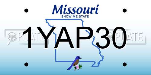 1YAP30 Missouri License Plate