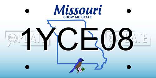 1YCE08 Missouri License Plate