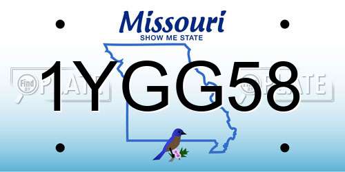1YGG58 Missouri License Plate