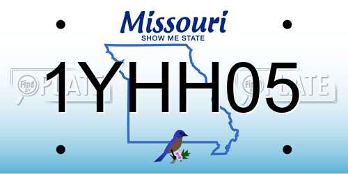1YHH05 Missouri License Plate