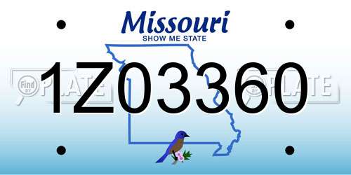 1Z03360 Missouri License Plate