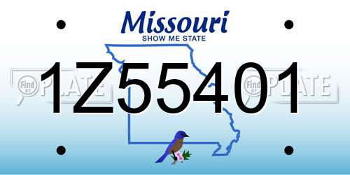 1Z55401 Missouri License Plate