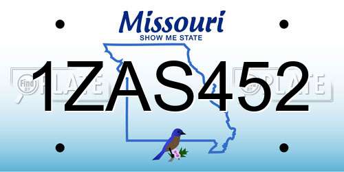 1ZAS452 Missouri License Plate