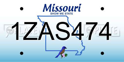 1ZAS474 Missouri License Plate