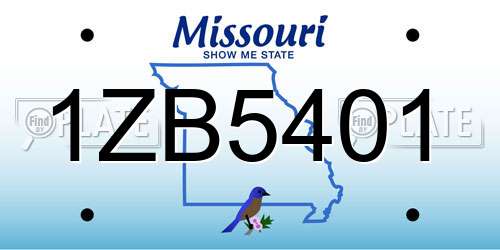 1ZB5401 Missouri License Plate