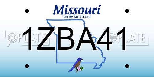 1ZBA41 Missouri License Plate