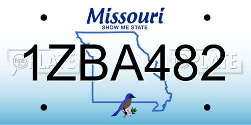 1ZBA482 Missouri License Plate