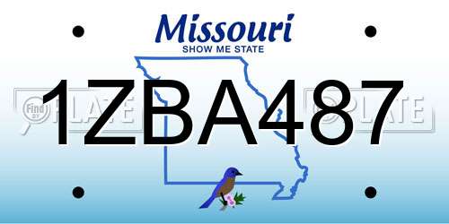 1ZBA487 Missouri License Plate