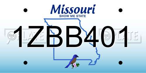1ZBB401 Missouri License Plate