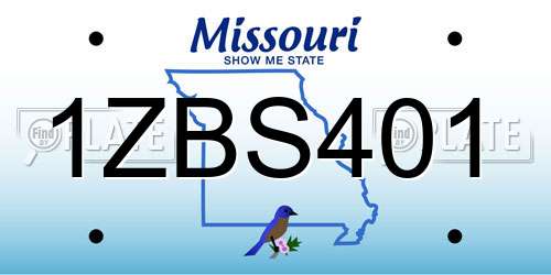 1ZBS401 Missouri License Plate