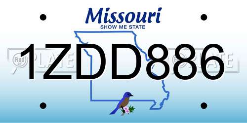 1ZDD886 Missouri License Plate