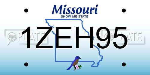 1ZEH95 Missouri License Plate