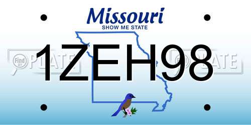 1ZEH98 Missouri License Plate