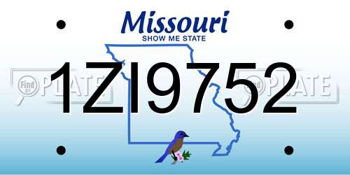 1ZI9752 Missouri License Plate